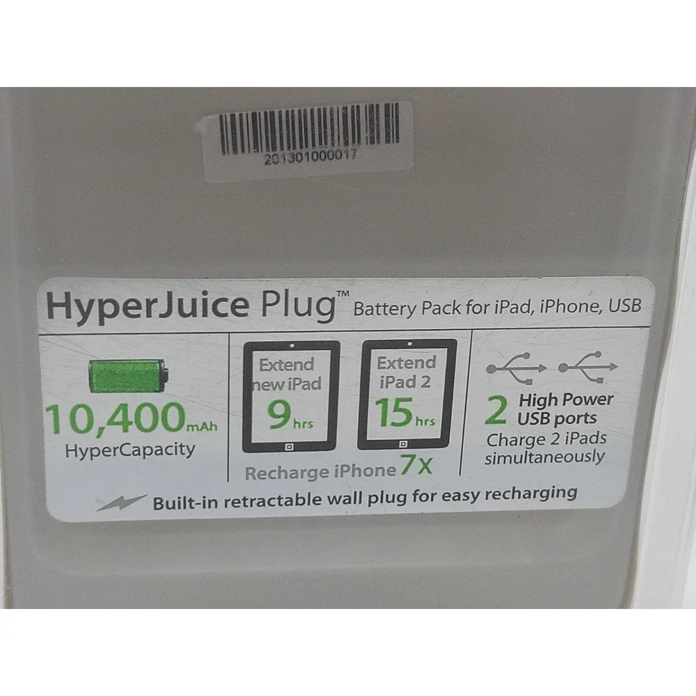 Sanho HyperJuice 10,400 mAh Dual USB Battery pack with stealth plug